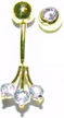 14kt/ 585er Echt Gelbgold Banana Stecker mit Kugel & Glitzerstein.