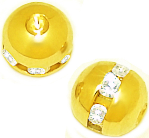 18kt/ 750er Echt Gelb Gold Klemmkugel mit Glitzerstein.