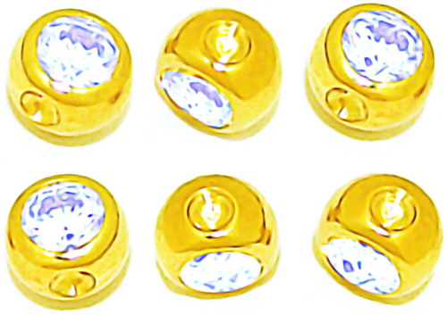18kt 750er Echt Gelbgold Klemmkugel mit Glitzerstein.