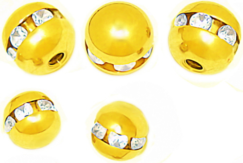 18kt 750er Gelbgold Gewinde Multi Glitzerstein Piercing Kugel.