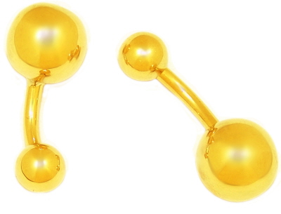 18kt/ 750er Echt Gelbgold Banana Stecker mit Kugeln.