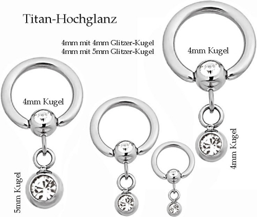 Piercing Kugel Lässt Sich Nicht Abschrauben Titan Piercing Klemmkugel Ring mit Kristall Kugeln