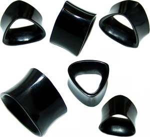 Island Piercings PAAR Horn Tunnel Plug Aus Büffelhorn – Schwarz Mit Knocheneinlage, 6mm-20mm