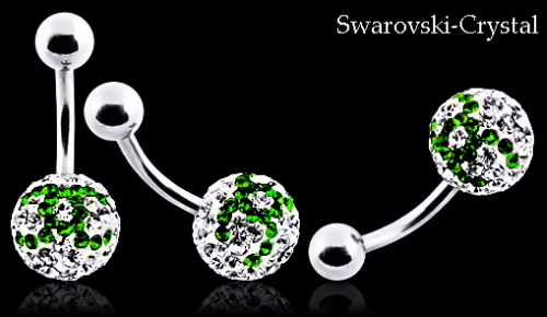 Bauchnabel Piercing Schmuck Eule Mit Vielen Kristallen Grüne Augen