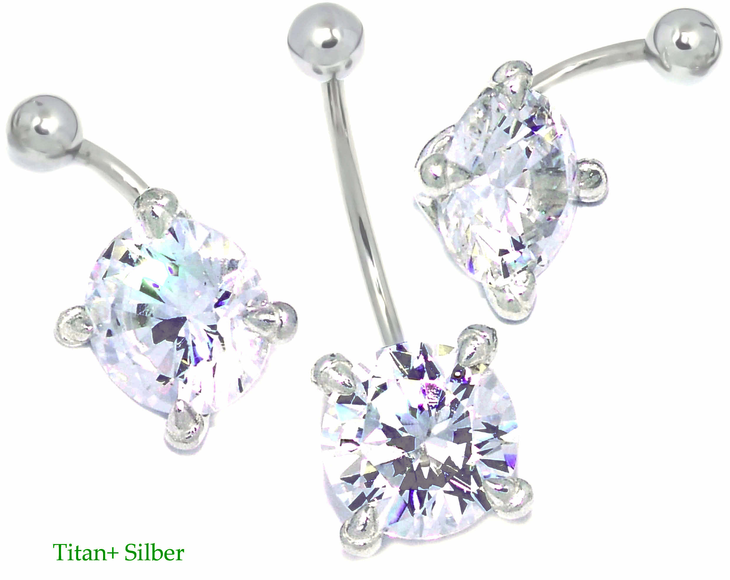 Echt Silber Sterlingsilber Piercingschmuck mit SW Kristall