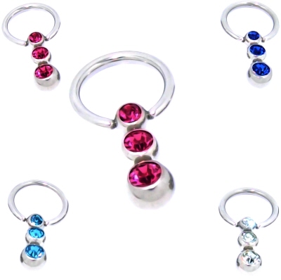 Produktbild von 1,6mm Piercing Ring 4mm Kristall Kugel Ohr Lippe Brust Intim Piercing